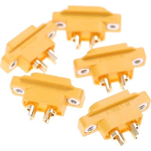 5PCS XT60E-M Mountable XT60 Male Plug Connector For Racing Models Multicopter Fixed Board DIY Spare Part