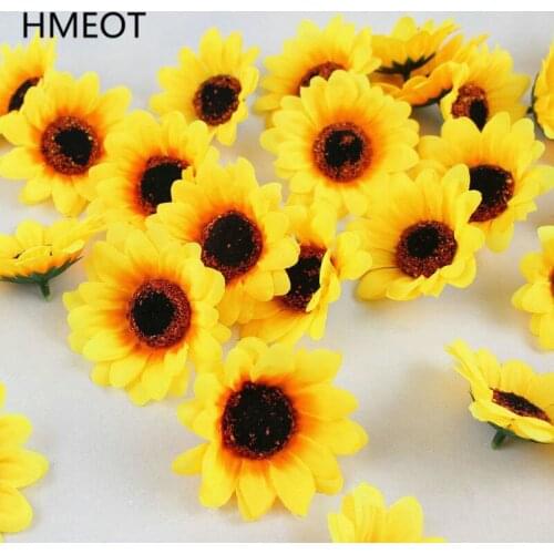 4/7/9cm 50pc Artificial Flower Head Sunflower Garland Corsage Bracelet Hat Decoration Accessories Wedding Flower Wall Home Decor