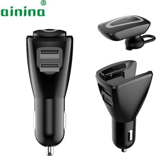 Multi function 5V 3.1A Car charger dual usb port charger with TWS earphone , car charger for iphone/samsung/xiao mi/Huawei