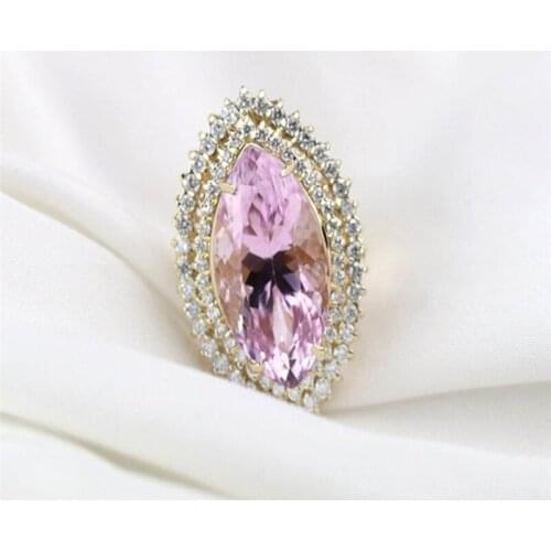 BAOSHINA Jewelry Rings For Women Fashion Pink Water Drop Simple Jewelry Engagement Bride Wedding Gift Ring Accessories