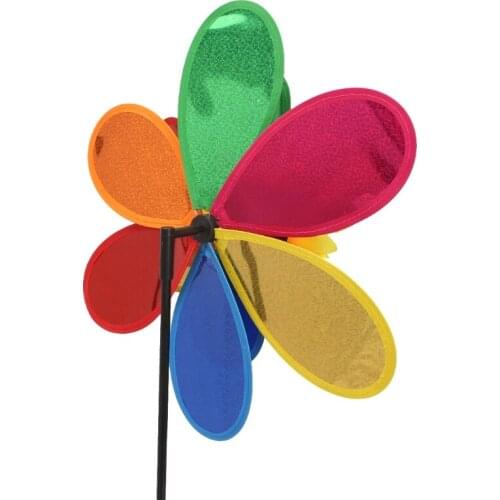 Sequins Double Layer Sunflower Windmill Wind Spinner Home Garden Yard Decoration BX0D