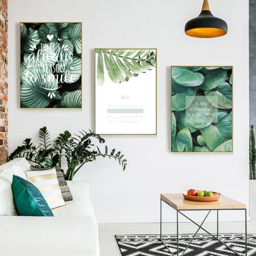 Nordic Decoration Home Green Plant Leaf Poster Wall Art Canvas Prints Picture Painting Decorative Pictures for Living Room Decor
