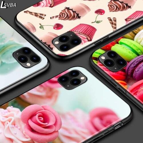 Dessert Ice Cream Cake For iPhone 12 Pro Max Mini 11 Pro XS Max X XR 6S 6 7 8 Plus 5S Bright Black Phone Case