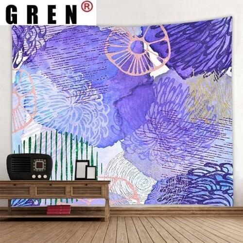 GREN Tapestry Purple Flower Wall Hanging Wall Covering Rugs Mural Background Cloth Beach Towel Fabric Yoga Blanket Home Decor