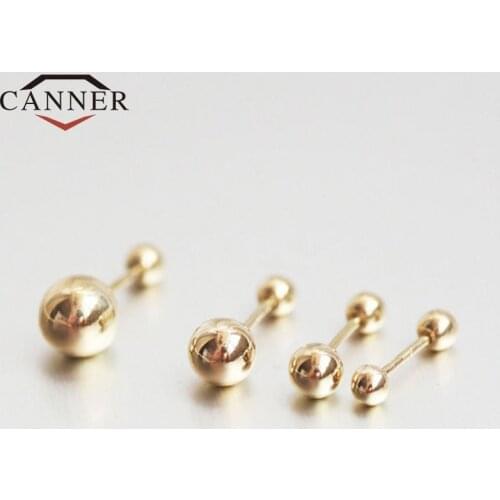CANNER 1 Pair Simple Style 925 Sterling Silver Stud Earrings Body Piercing Earings for Women Zircon Soft Ear Bone Studs Jewelry