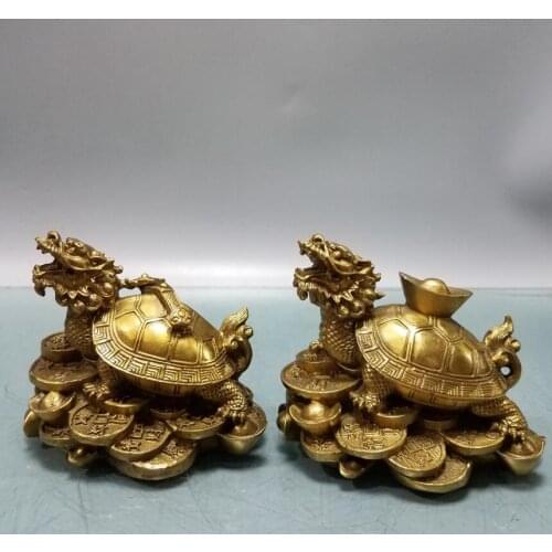 China brass ruyi Ingots dragon turtle crafts statue