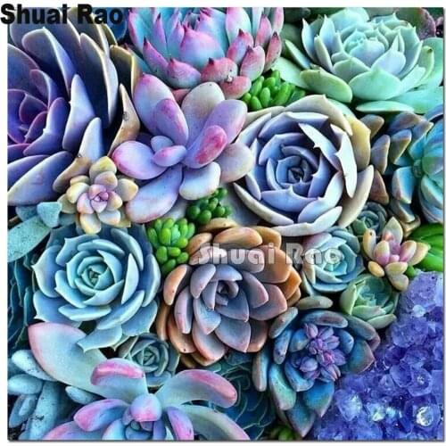 Crystal Paintings Succulent Plants Diamond Embroidery Full round 5d Diy diamond painting Cactus Diamond Mosaic set