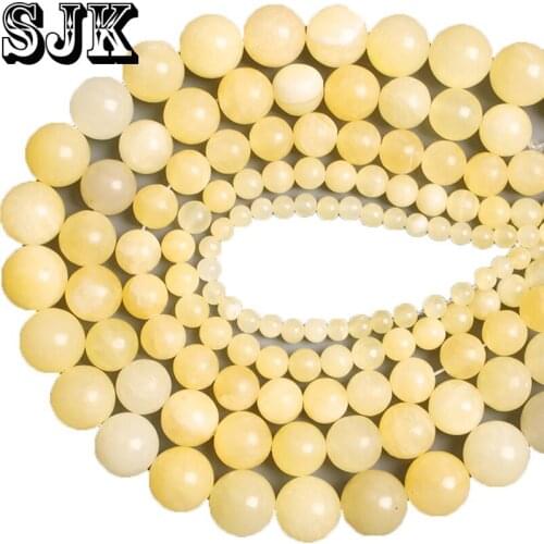 Beads Natural Stone Topazs Yellow Jades Stone Round Loose Beads Diy handmade For Bracelet Jewelry Making 4 6 8 10 12MM Wholesale