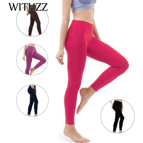 WITHZZ Elastic Leggings Solid Color Women Leggins Elbows for Fitness Legins Workout Sporting Athleisure Active Wear Sportlegging