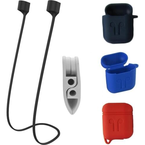 HOT SALES!!! Solid Color Silicone Anti-lost Ear Buds Cable Charge Box Cover Case Suitable for Airpods