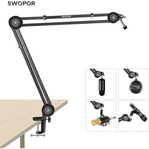 Premium Microphone Stand SWOPOR MS35-PRO with Built-in Invisible Spring Black for Blue Yeti