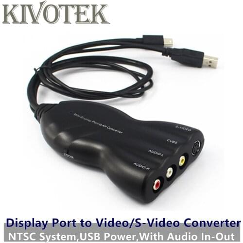 Mini Display Port DP to Video/S-Video Converte Adapter Audio In-Out,Female Connector,NTSC,USB Power,For CRT/LCD TV Free Shipping