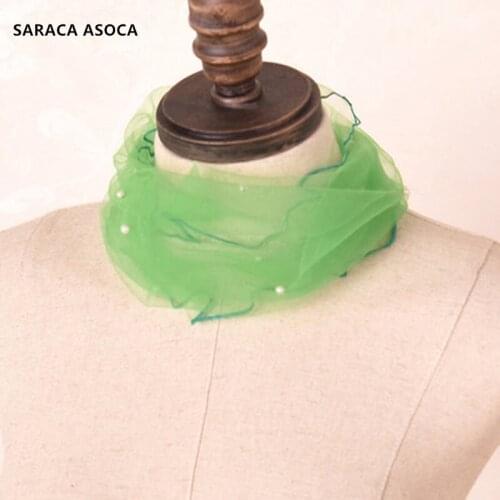 Fashion Candy colors Mesh Fake Collar Women Lace Beading Bib Girls Cravat Ladies Ring Scarf