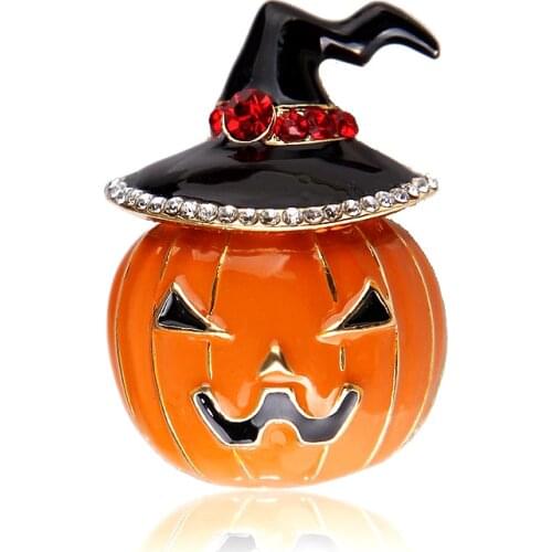 Muylinda Halloween Pumpkin Brooches Party Enamel Pin Jewelry Crystal Womens Brooch Gift For Women Scarf Clip