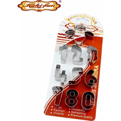 Kuki-fun 10pcs 3D Number Cookie Cutter Set Stainless Steel Biscuit Mold Fondant Cutters Baking Accessories