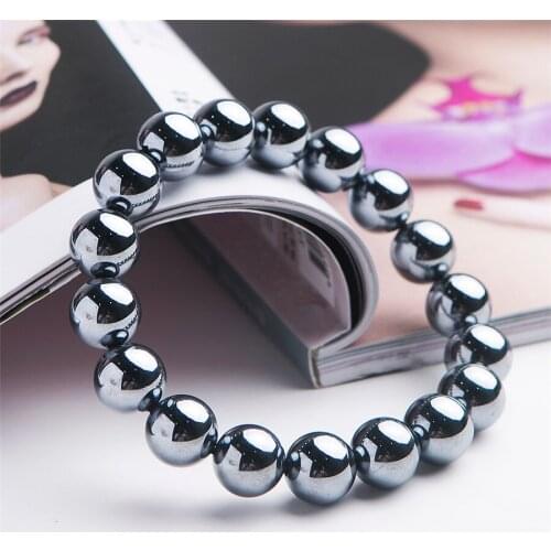 Natural Terahertz Wave Gems Round Bead Stretch Power Woman Men Bracelet Drop Shipping 12mm