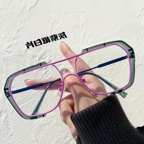 New arrival 2021 futuristic fluorescent sunglasses women men brand designer oversized rectangle sahdes for women oculos de sol