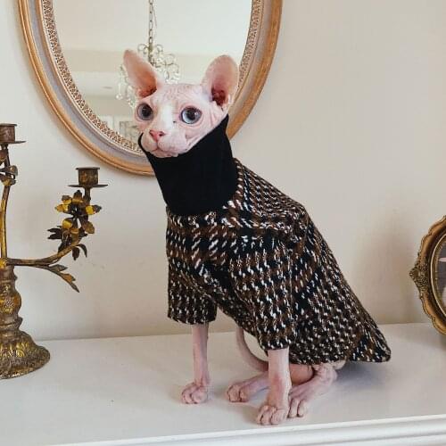 Hairless Cat Clothes Clothing Sphinx Cat Devon New Cotton Inner Lining Anti Allergy Coat Thickened Autumn And Winter Pet Dog