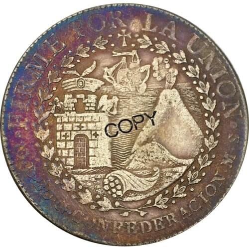 Peru 1838 South Peru Cuzco MS 8 Reales Sun Face Volcano peso Brass Plated Silver Copy Coin Commemorative COINS