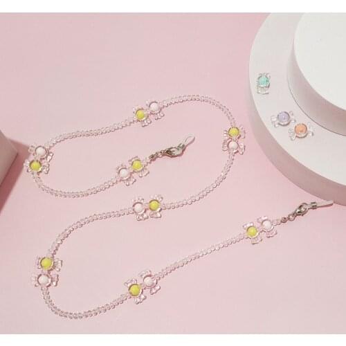 Candy Color Glasses Chain Multi-purpose Necklace Beaded Bowknot Mask Chain Anti-drop Hanging Chains