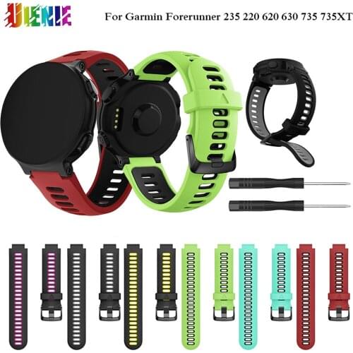 Soft Silicone Strap with replacement tool connector wristband for Garmin Forerunner 235 220 620 630 735 735XT smart watch Band