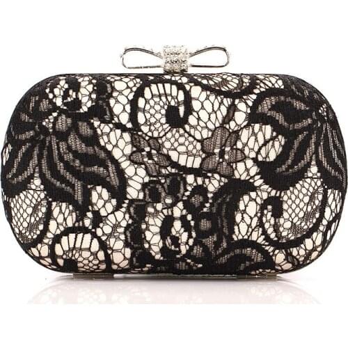 Luxury Ladies Handbag Lace Bow Bag Fashion Chain Evening Clutch Bags Purse Party Wedding Day Clutches Shoulder Mini Bolsos Mujer