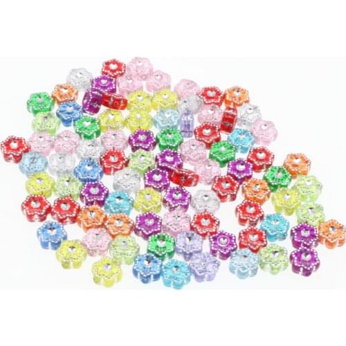 CHONGAI 200Pcs Mixed Foil Dot Transparent Hexagon Charm Acrylic Beads For Jewelry Making Handmade Beads Accessories 7mm