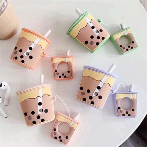 New Creative Milky Tea Bottle Shape Storage Box Silicone Case For Headphones Portable Headset Bag Storage Box Protection