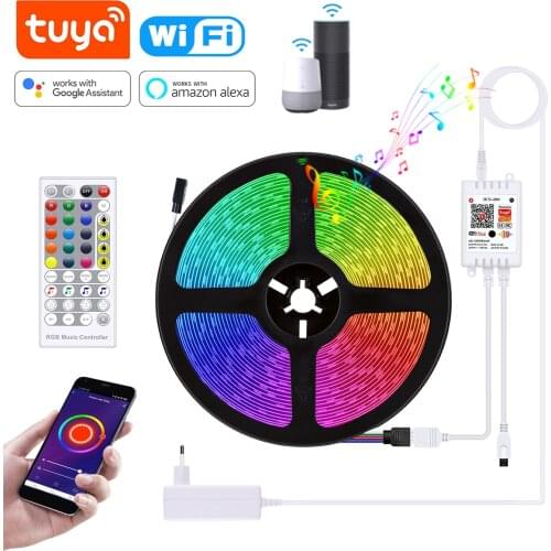 20m 15m 10m 5m 12V LED Strip Light 5050 Rgb tape Lamp Tuya WIFI / Bluetooth / IR Remote ruban led Decoration 18 LEDS/M