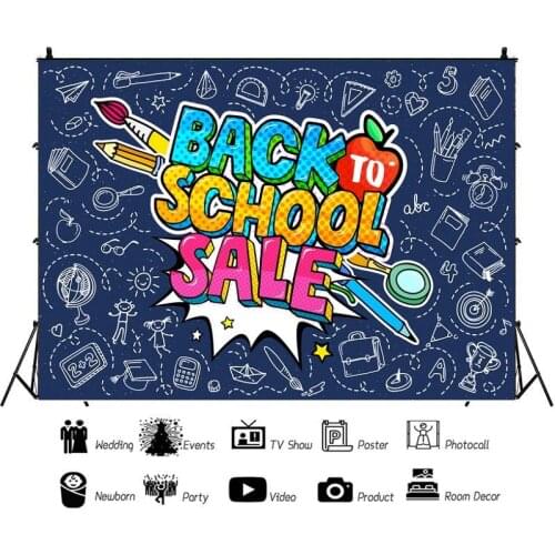 Dark Blue Simple Strokes Back To School Portrait Photography Background Vinyl Backdrop Study Time Photocall Studio Props