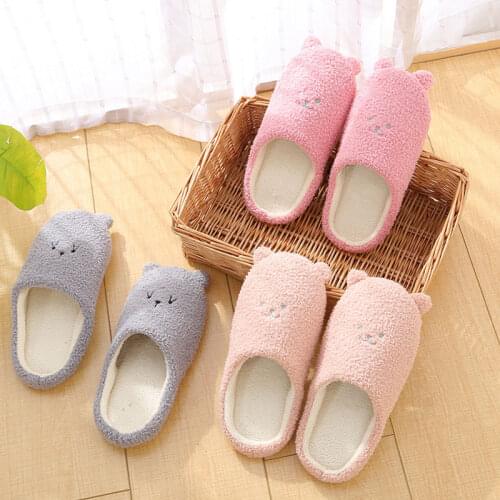 Warm Slippers Women Indoor House Plush Soft Bottom Cute Cotton Flip Flop Floor Shoes Winter Slides Guest Slipper for Bedroom