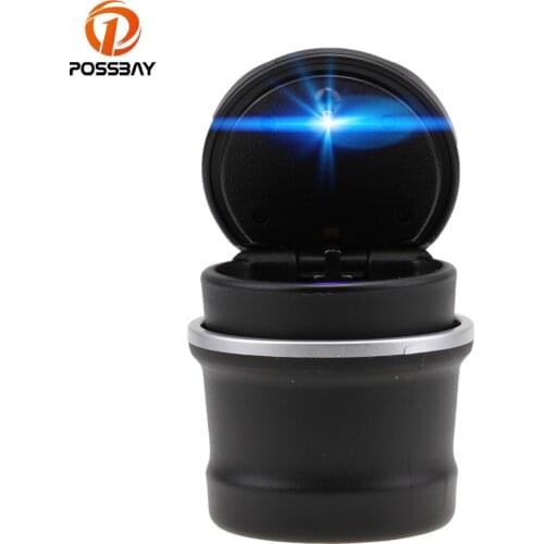 POSSBAY Universal Car Ashtray Cigar Ash Tray Storage Cup Holder LED Light Smoke Ash Tray Container for Honda Peugeot Benz Toyota
