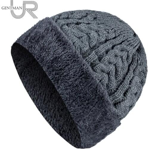 New Men Women Winter Hat High Quality Add Fur Lined Flanging Cap Stylish Wool Beanie Hat For Men Warm Thick Outdoor Knitted Hat