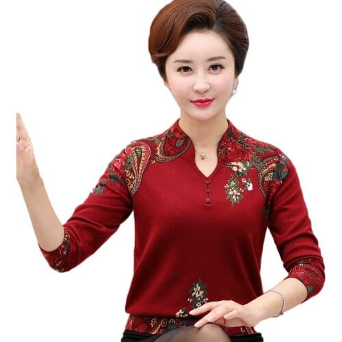 High Quality Cashmere Sweater Women Pullover Autumn Plus Size 5XL Middle Aged Womens Knitted Tops Female Elegant Jumper W2223
