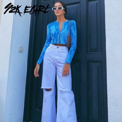 Y2K EGIRL Vintage Streetwear High Waist Baggy Jeans 2000s Aesthetics Hole Wide-Leg White Denim Long Pants 90s Fashion Trousers