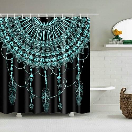Dream Bird Feather Pattern Shower Curtain Bohemia Mandala Bath Screen Bathroom Decor Colorful Waterproof Fabric Hooks Curtains