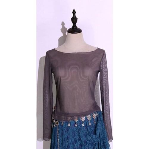 Latin Dance Clothes For Ladies Tango Waltz Samba Tap Tops Round Collar Print Ballroom Performance Shirts DII02