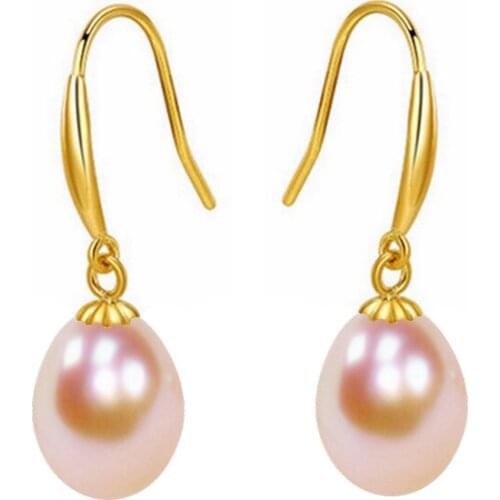 Genuine 925 Sterling silver high quality natural water drop Pearl Drop Earrings wedding pearl Earrings For women Free shipping