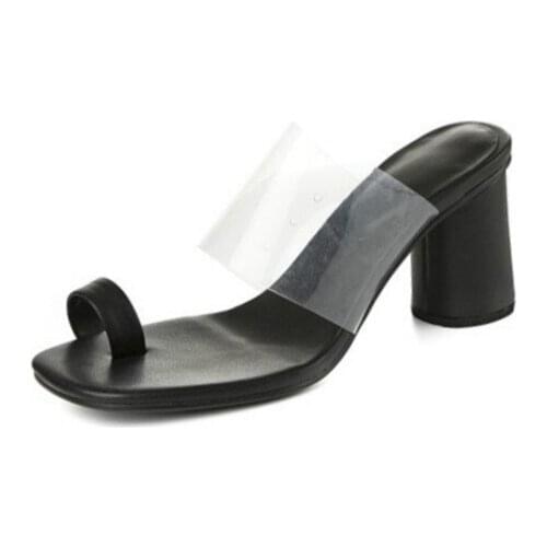 PVC Women Slippers Peep Toe Fashion Summer Sandals Transparent High Heels Ladies Shoes Comfortable Solid Female Footwear