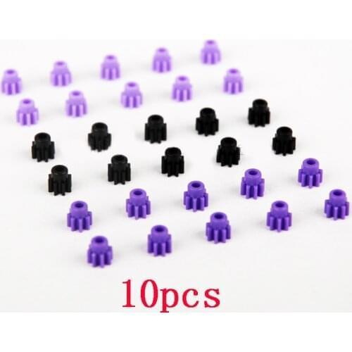 10Pcs 8T Enhanced Motor Gear Purple/Black Plastic Pinion 94577 Accessories for Tamiya Mini 4WD Car Model