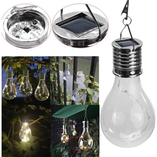 2PCS Transparent Solar Copper Wire Bulb Chandelier Waterproof Solar Rotatable Outdoor Garden Camping Hanging LED Light Lamp Bulb