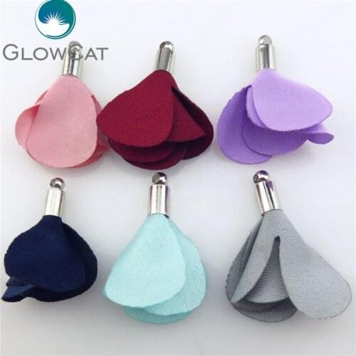 21819 Beauty Flower Petal Dangel Charms for DIY Earrings Pendants Jewelry Making Supplies 6 Colors 5pcs/lot