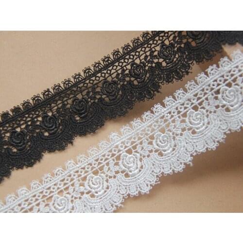 5 Yard/ lot handmade diy fabric clothes water soluble lace trim decoration accessories Black White 4cm wide