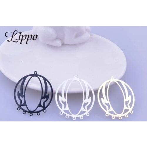 50pcs AB1815 Round 5 Hole Earring Connector Jewelry Findings Charms Tassels Connectors