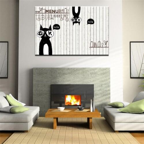 Abstract Watercolor Cat Kitchenware Canvas Painting Wall Art Home Decor For Living Room Picture HD Print lovely Animal Poster