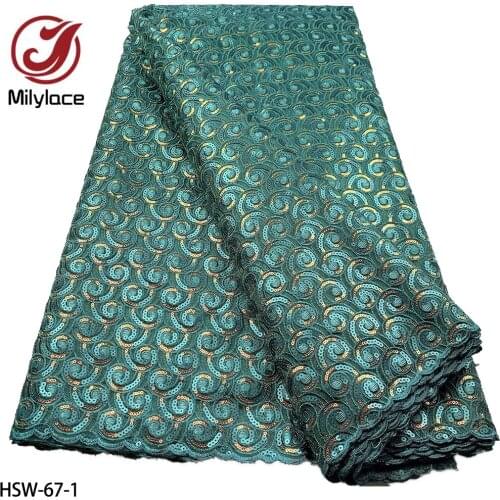 African Sequins Tulle Lace Beautiful High Quality French Mesh Lace Fabrics 5 Yards for Wedding Dress Garment HSW-67