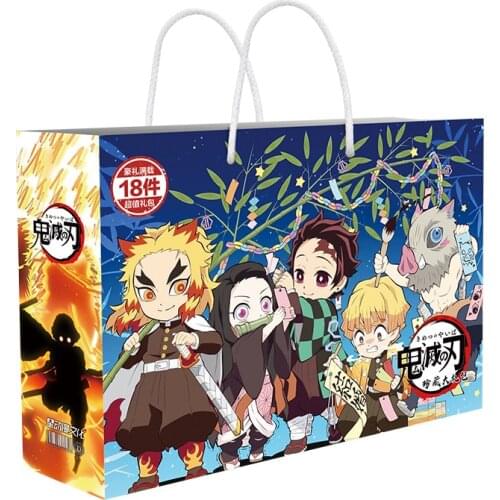 Anime Demon Slayer: Kimetsu no Yaiba lucky gift bag toy include postcard poster badge stickers bookmark sleeves gift