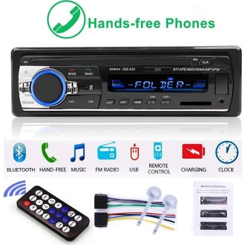 Car Radio Stereo Digital JSD-520 Bluetooth 1 Din MP3 Player 4 x 60W FM Audio Stereo Receiver Music USB/SD with In Dash AUX Input