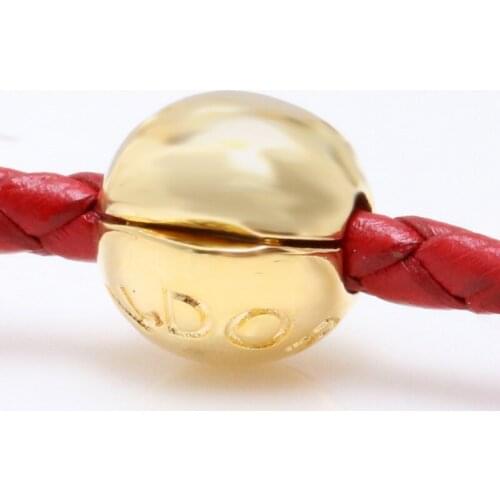 S925 Sterling Silver Positioning Buckle Gold colour Classic Logo Fixing Clip Beads fit original Charm Bracelet Jewelry