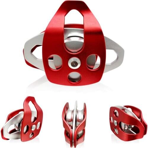 Double Pulley Block 360 Degree Swivel Fixed Pulley for Outdoor Rock Climbing Rope Ice Mountain Belt Lifting